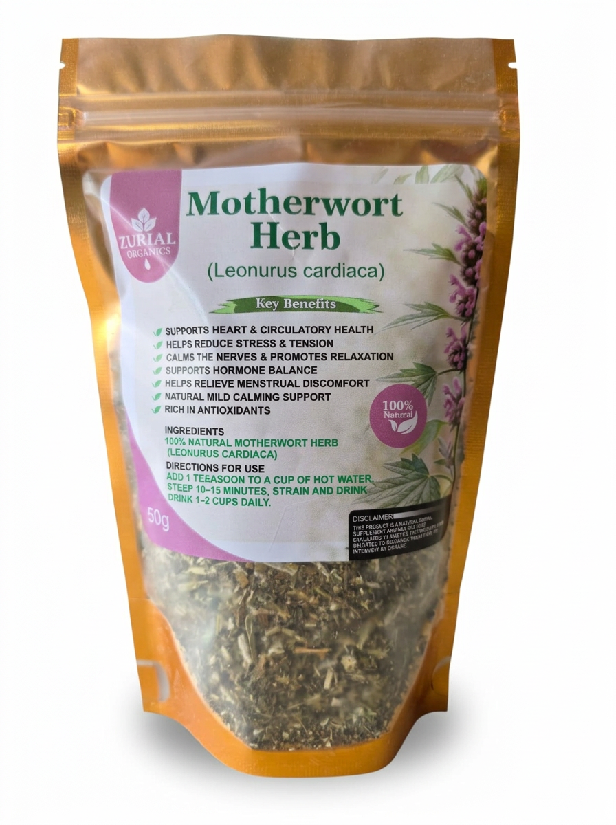Motherwort Herb resealable pouch with product label